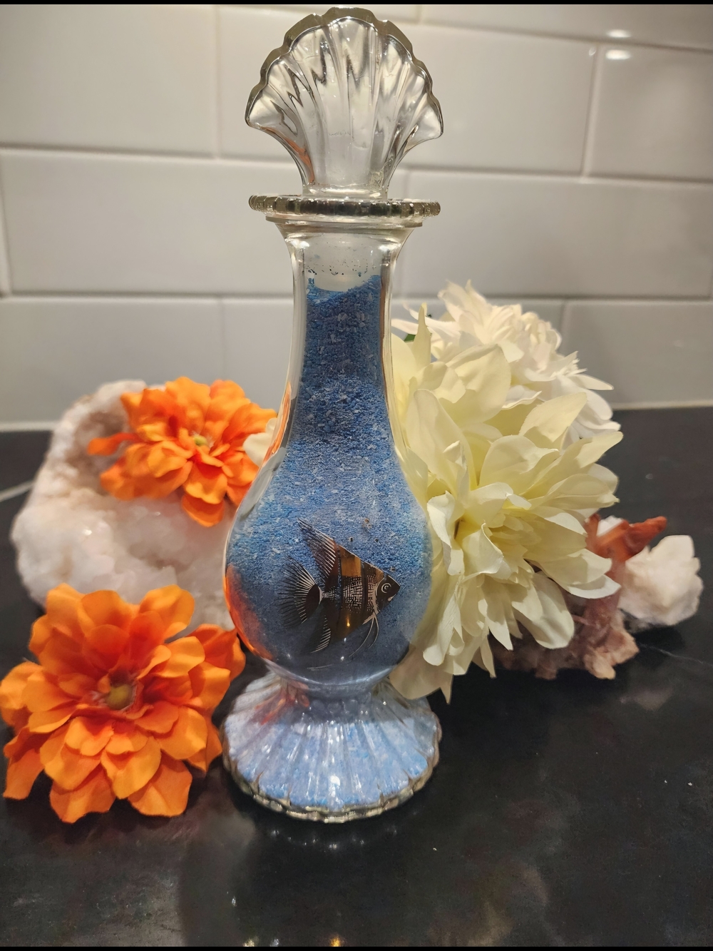 Vintage 1970s Avon Sea Fantasy Glass Bud Vase Bottle Decanter Original Box